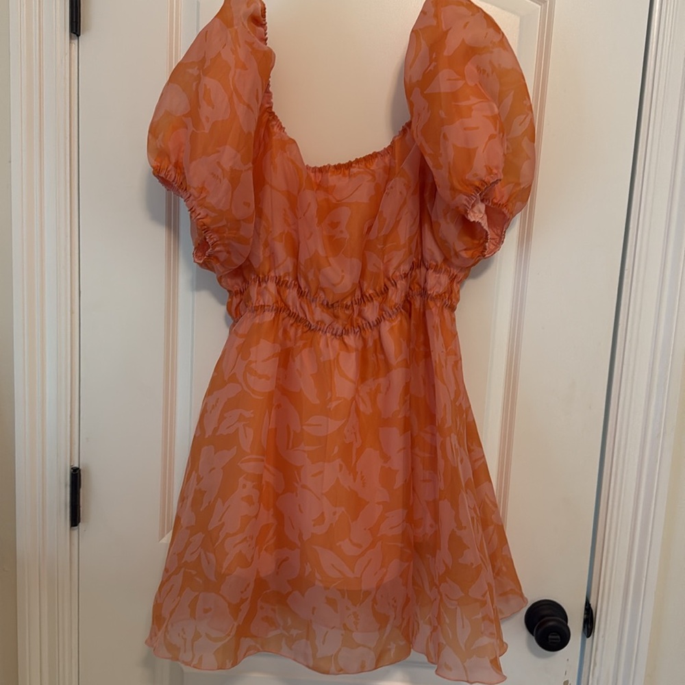 Sonya Floral Organza puff sleeve mini dress - Picture 2 of 3